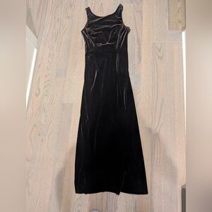 Rimini Brown Velvet Maxi Dress - Open Back Detail